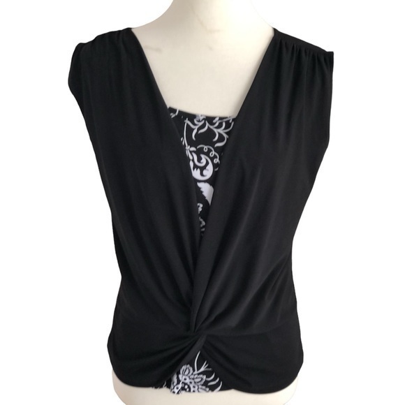 Short sleeved layered top with twist front - Picture 1 of 7
